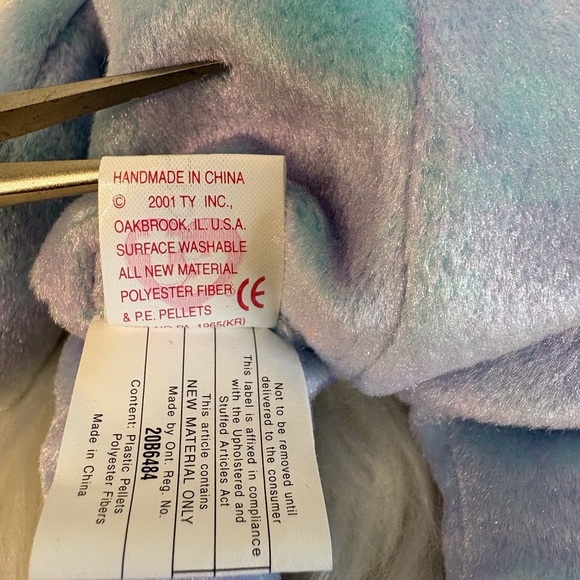 Ty  Issy Sydney Four Seasons Hotel Beanie Babies Iridescent Blue Bear Plush - Picture 3 of 6